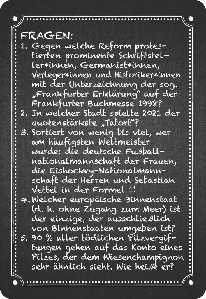 Kneipenquiz - Nagelneue Fragen (3. Ergänzungsset)